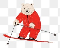 PNG Polar bear skiing sports nature mammal. AI generated Image by rawpixel.