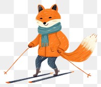 PNG Fox playing ski winter nature skiing. 