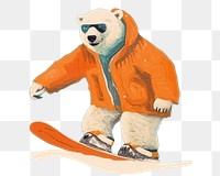 PNG Polar bear playing snowboard snowboarding recreation sports. 