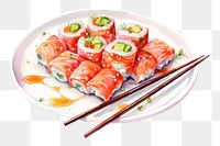PNG Chopsticks sushi plate food. AI generated Image by rawpixel.