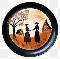 PNG Folk art tray painting plate. 