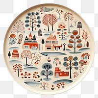 PNG Round tray folk art porcelain platter. 