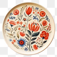 PNG Folk art porcelain platter pattern. 