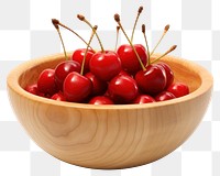 PNG Wooden bowl cherry fruit plant. AI generated Image by rawpixel.