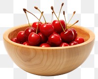 PNG Wooden bowl cherry fruit plant. 