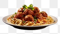 PNG Meat ball spaghetti food pasta plate. 