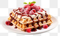 PNG Dessert waffle food raspberry. AI generated Image by rawpixel.