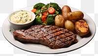 PNG Steak food plate meat. AI generated Image by rawpixel.