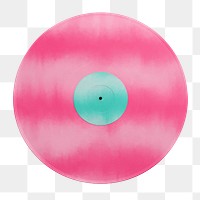 Pink vinyl png, music record, transparent background