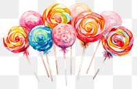 PNG Candy watercolor confectionery lollipop food. 