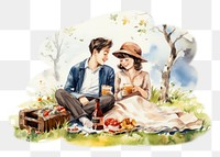 PNG Couple picnic togetherness friendship relaxation. AI generated Image by rawpixel.