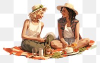 PNG Lesbian couple picnic drawing adult fun. 