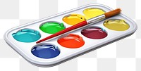 PNG Paint tray 3d cartoon realistic palette brush paintbrush. 