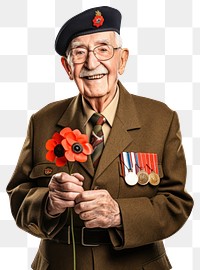 PNG Poppy flower portrait military smiling. 