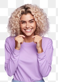 PNG Purple female smile adult. AI generated Image by rawpixel.