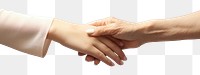 PNG Woman hand handshake togetherness copy space. AI generated Image by rawpixel.