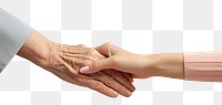 PNG Women holding old woman hand togetherness handshake agreement. AI generated Image by rawpixel.