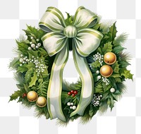 PNG Christmas wreath green ribbon plant. 