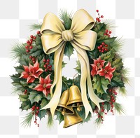 PNG Christmas wreath ribbon white background celebration. 