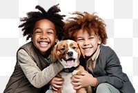 PNG Kids hugging a dog laughing mammal animal. 