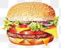 PNG Cheese burger food white background hamburger. 