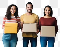 PNG Volunteers holding donation box cardboard adult. 