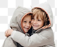 PNG Kids hugging photography sweatshirt portrait. 