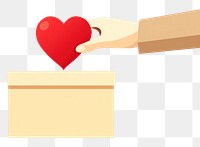 PNG Put heart box hand cardboard. 