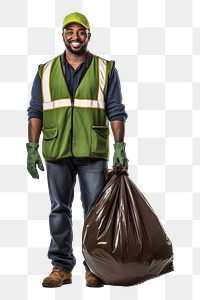 PNG Male holding Waste bag helmet adult. 