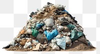 PNG Garbage dump white background accessories pollution. AI generated Image by rawpixel.