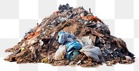 PNG Garbage dump white background unhygienic pollution. 