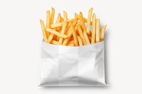 French fries bag png mockup, transparent design