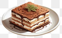 PNG Tiramisu dessert pancake plate. AI generated Image by rawpixel.