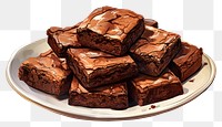 PNG Brownies chocolate dessert plate. AI generated Image by rawpixel.