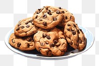 PNG Chocolate chip cookies dessert food confectionery. 