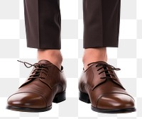 PNG Brown leather shoes footwear white background standing. 