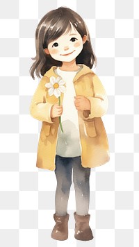 PNG Young little girl smiling cartoon coat. AI generated Image by rawpixel.