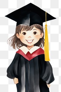 PNG Graduation smiling cartoon white background. AI generated Image by rawpixel.