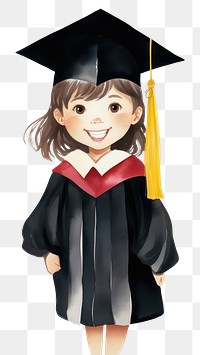 PNG Graduation smiling cartoon white background. AI generated Image by rawpixel.