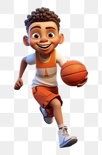 PNG Basketball kid running cartoon sports playing basketball. 