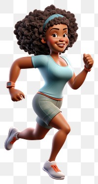 PNG Black woman running cartoon determination exercising. 