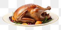 PNG Baked christmas turkey plate dinner meat. AI generated Image by rawpixel.