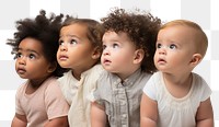 PNG Five mixed race babies portrait looking photo. AI generated Image by rawpixel.
