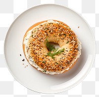 PNG Bagel plate bread food. AI generated Image by rawpixel.
