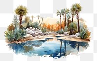 PNG Desert oasis outdoors painting nature. AI generated Image by rawpixel.