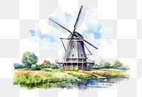 PNG Netherlands windmill outdoors architecture. AI generated Image by rawpixel.