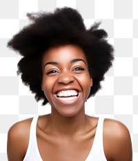 PNG African American portrait laughing person. 