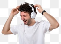 PNG Enjoying music headphones shouting person. AI generated Image by rawpixel.
