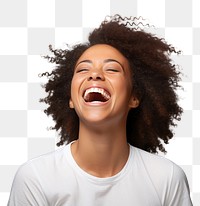 PNG Laughing adult happy woman. 