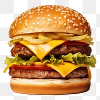 PNG Cheese burger food hamburger condiment. AI generated Image by rawpixel.